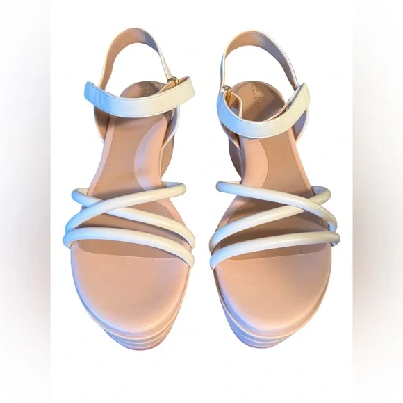 Cole Haan NWT Sz 9 White & Pink Leather Platform Strappy Sandals (SH286)